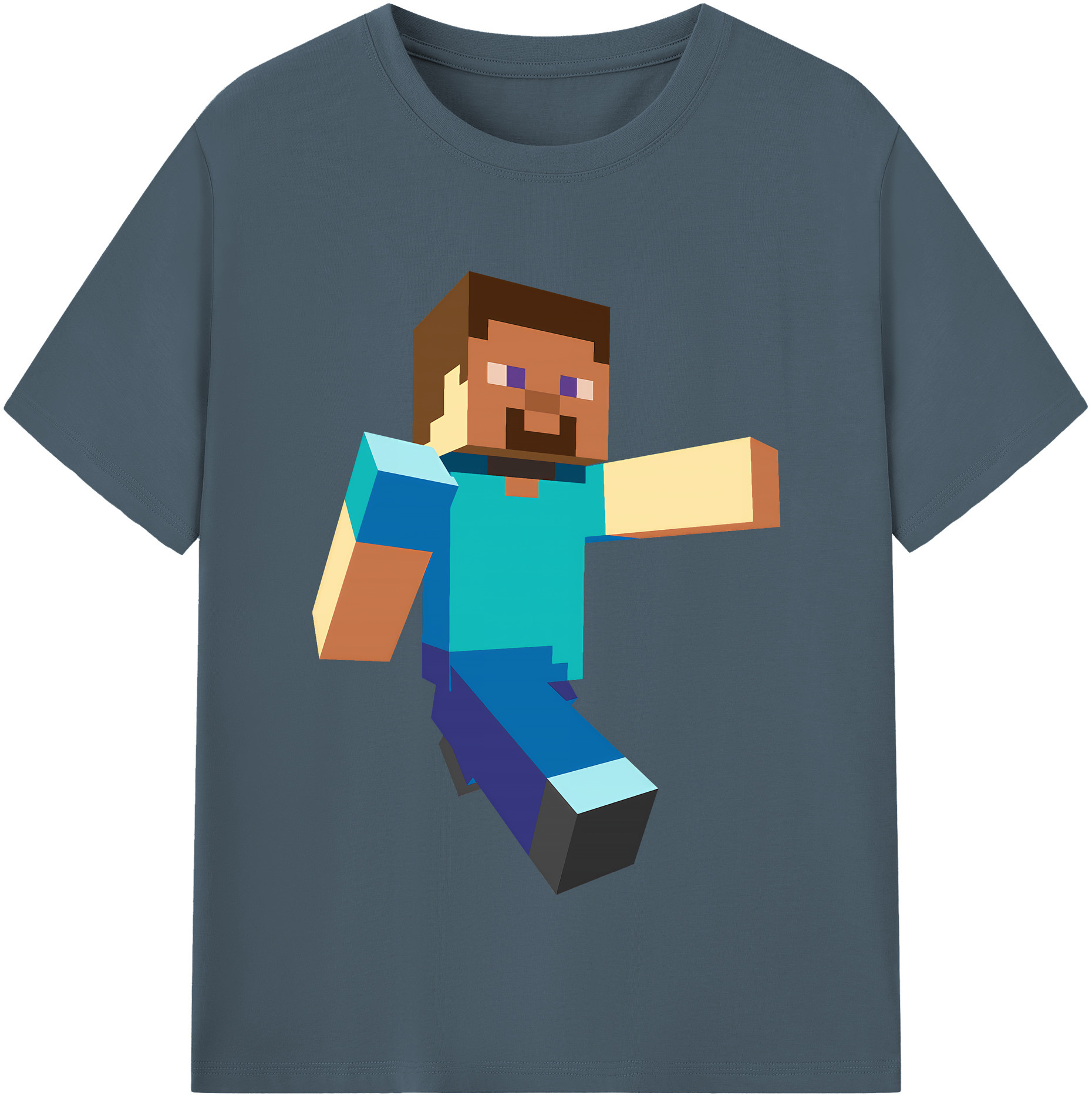 （画像用） マインクラフト ブロックの世界 Minecraft MC Block world 綿100％半袖Tシャツ（フロントプリント）